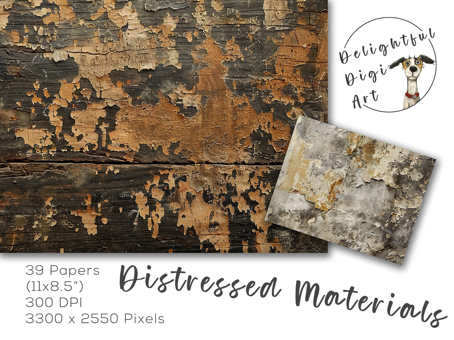 Distressed Materials - 39 Worn Surfaces & Tattered Texture Papers, 11x8.5" Commercial Use, Junk Journals, Digital Art Background, Craft Gift