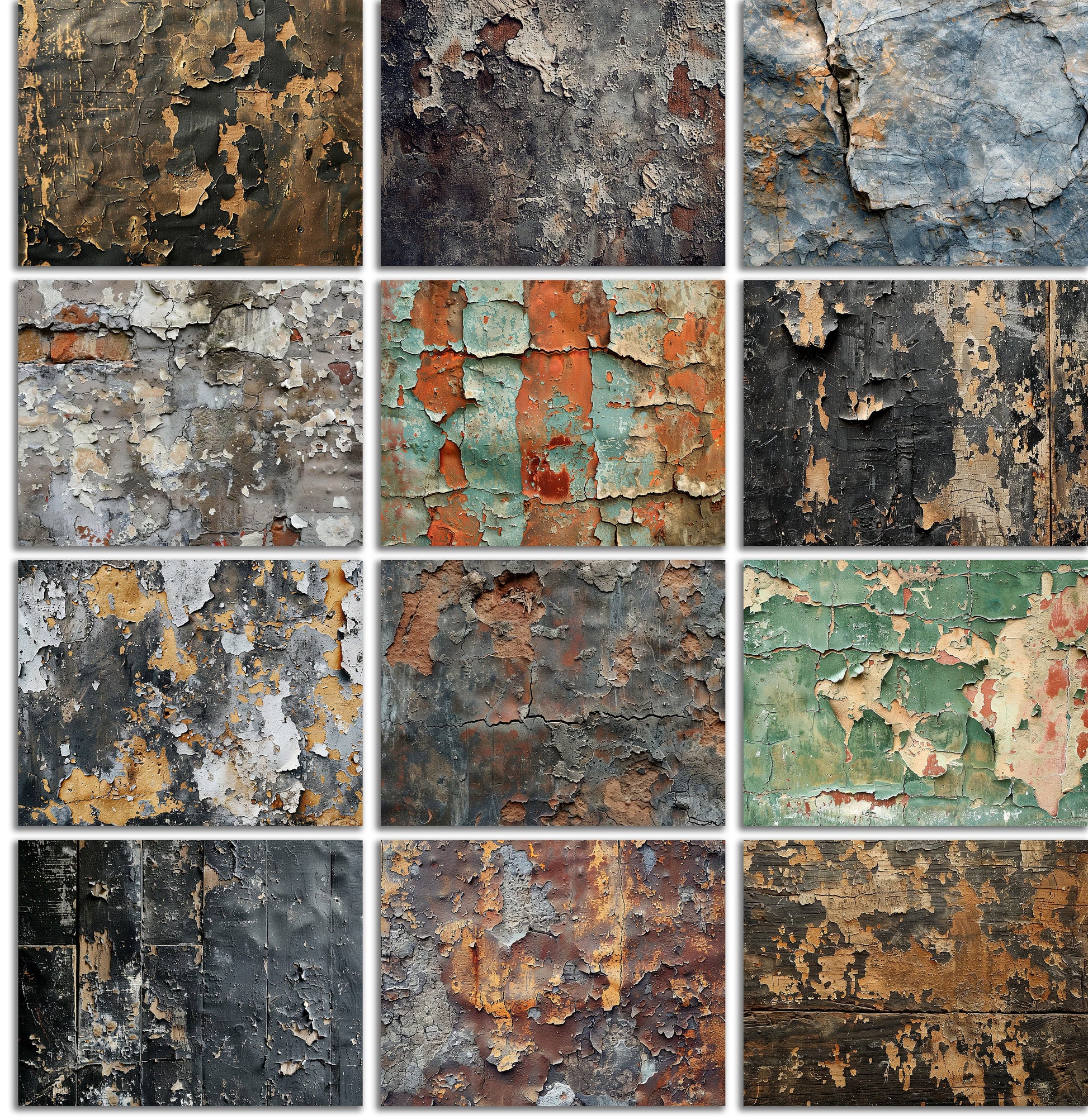 Distressed Materials - 39 Worn Surfaces & Tattered Texture Papers, 11x8.5" Commercial Use, Junk Journals, Digital Art Background, Craft Gift