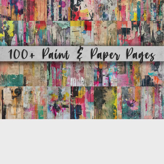 100+ Paint & Paper Backgrounds, Digital Download Paper Set, Whimsical, Quirky, Fun, Junk Journal, Scrapbook, JPG, 5x7, DIY Card Making Pack