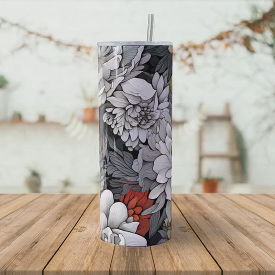 Floral 20oz Skinny Tumbler Sublimation Wrap| Digital Download Straight Tumbler Wrap PNG| Seamless Design| Whimsical Artwork