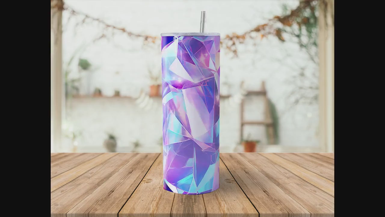 3D Glitter Crystal Holographic Sparkling Seamless, 20oz Tumbler Sublimation Design, Straight Tumbler Wrap, PNG Digital Download