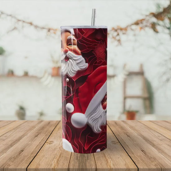 Santa 20oz Skinny Tumbler Sublimation Wrap | Digital Download Straight Tumbler Wrap PNG | Santa Claus | Santa and Presents Design Wrap