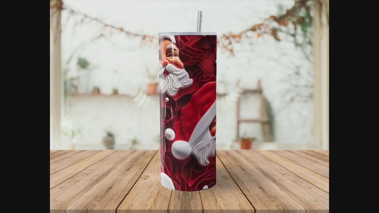 Santa 20oz Skinny Tumbler Sublimation Wrap | Digital Download Straight Tumbler Wrap PNG | Santa Claus | Santa and Presents Design Wrap