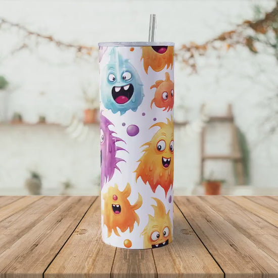 Cute Monsters 20oz Skinny Tumbler Sublimation Wrap| Digital Download Straight Tumbler Wrap PNG| Seamless Kawaii Design| Whimsical Artwork