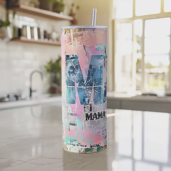 8 Mama 20oz Skinny Tumbler Sublimation Wraps | Straight Tumbler Wrap PNG| Proud Mom Seamless Design Bundle| Mixed Media Mother's Day Gift