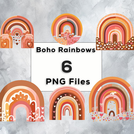 Boho Rainbow Clipart, Neutral Color Rainbows, Nursery Clipart, Boho Rainbows PNG Bundle, Baby Shower Clipart, Cute Rainbow Clipart