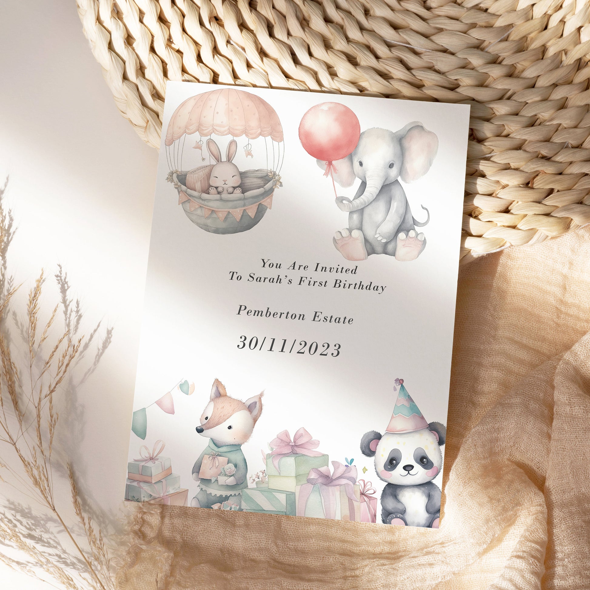 Baby Birthday clipart, Watercolor Animals birthday clipart, Baby Shower gift, animals baloons png, cute animals SVG, Birthday Invitation