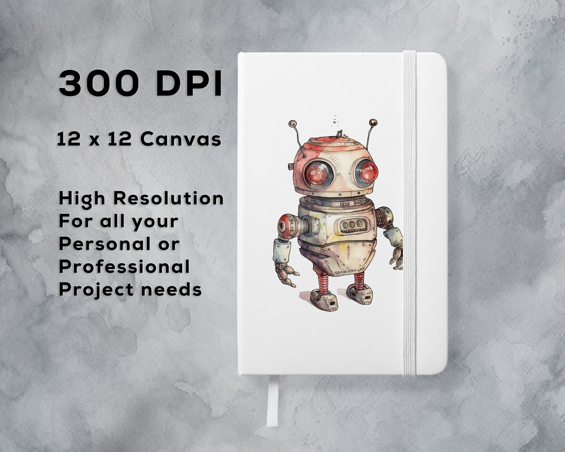 Watercolor Robots Clipart PNG Bundle, T-shirt sublimation, Robot Clipart Wall Art Commercial Use Digital Instant Download, Background Design