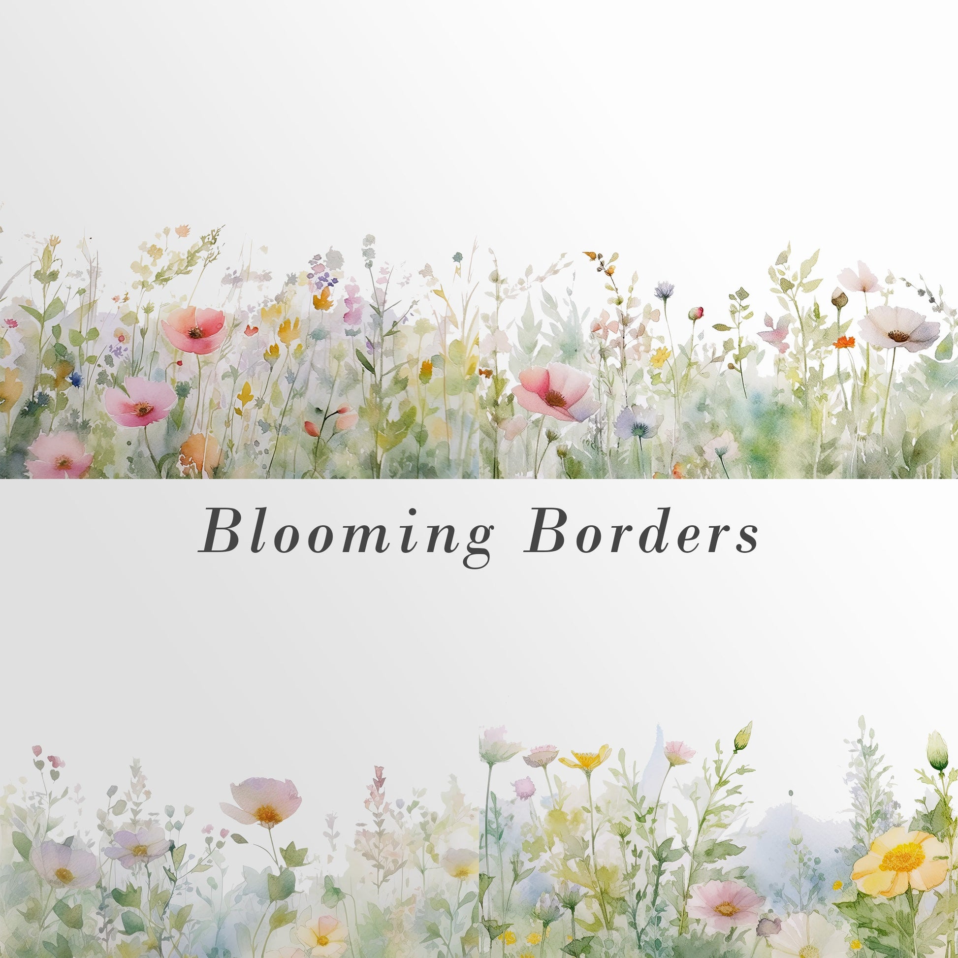 Watercolor Floral Borders, Floral Borders, Wild Flowers, Watercolor Flowers Clipart, Premade Borders Wedding Clipart, Borders Clipart, PNG