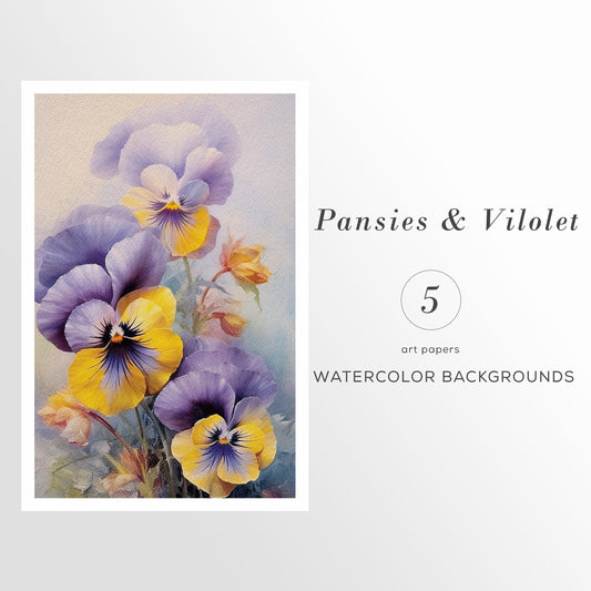 Floral Watercolor Clipart, Violet Flowers Clipart, Purple Watercolor, Spring Clipart, Background Design, Digital Papers, Invitation Graphics