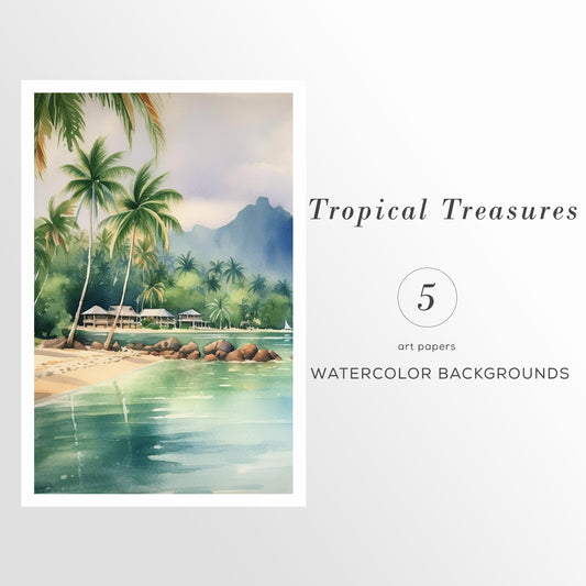 Summer Backgrounds Art, Watercolor Tropical Clipart, Landscapes PNG, Digital Backgrounds, Sublimation Graphic, Wedding Clipart, Gift Card