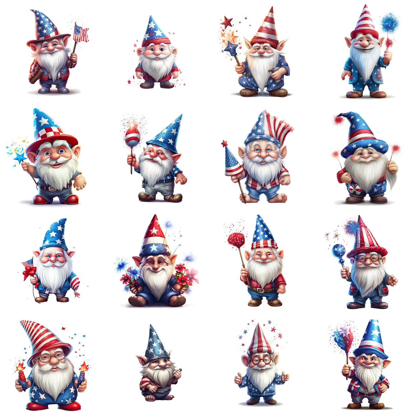 Gnome 4th of July Clipart| Gnomes PNG SVG| Instant Download| Independence Day Sublimation| USA png| America Gnomes| Stickers Gnome Graphics