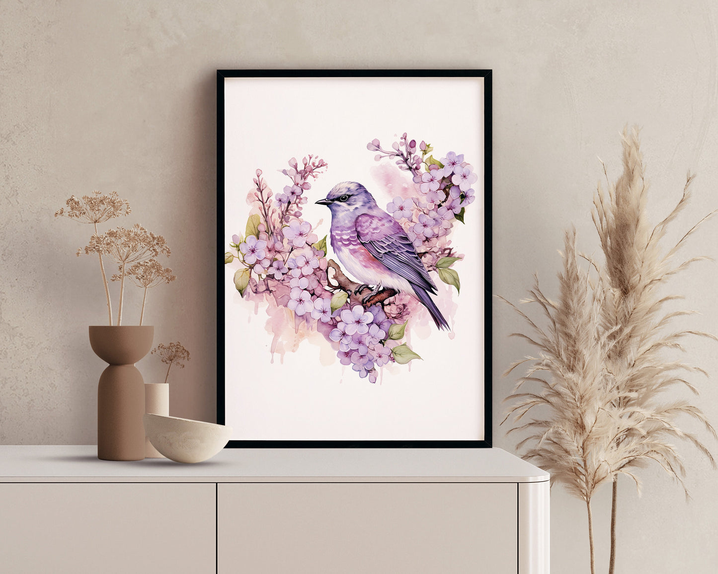 Lilac Birds and flowers Clipart| Nursery Art| Instant Digital Download | Card Making| Invitation Design| Sublimation Graphics| PNG Bundle