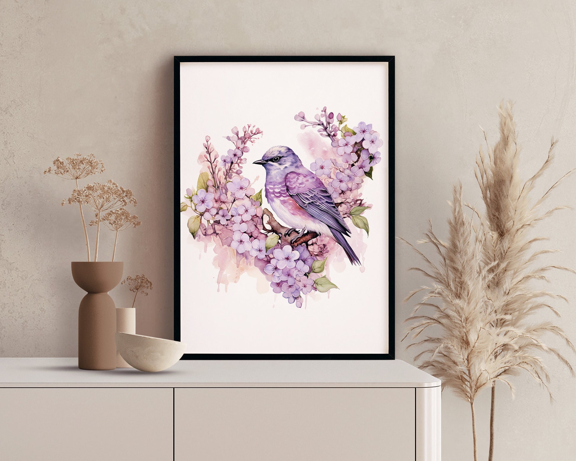 Lilac Birds and flowers Clipart| Nursery Art| Instant Digital Download | Card Making| Invitation Design| Sublimation Graphics| PNG Bundle