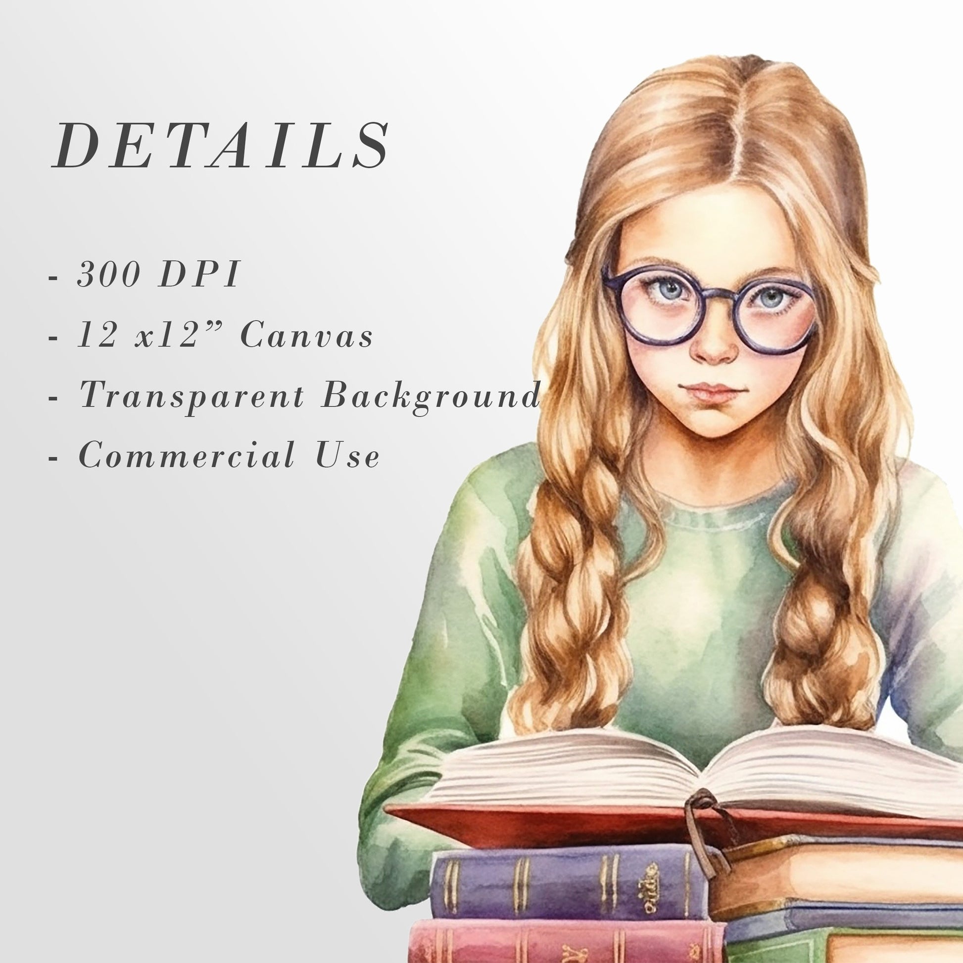 Bookworm Reading Watercolor Clipart, Cats, Fantasy, Favourite Place, Books Bundle PNG, Book Reading, Instant Download, Commercial Use