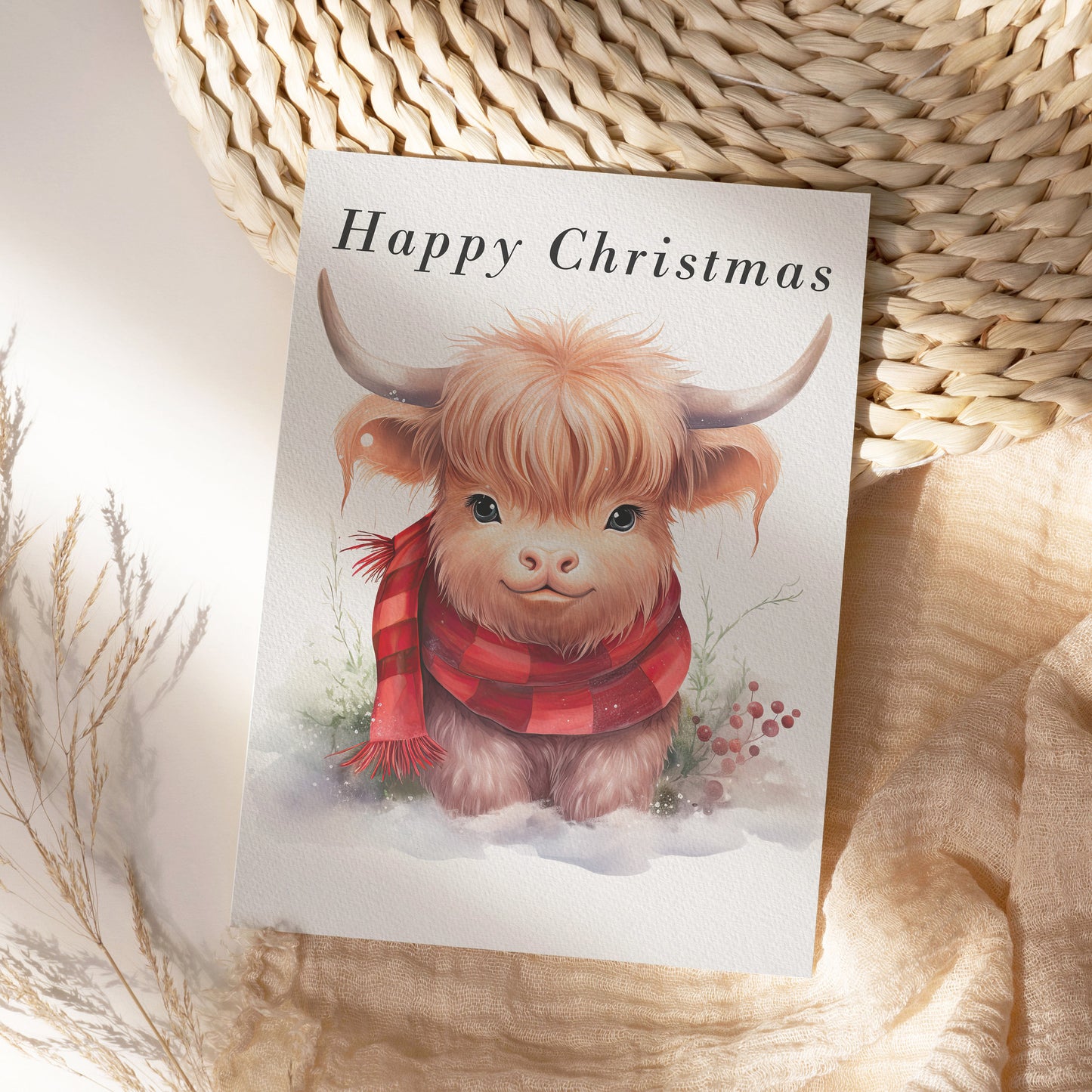 Watercolor Christmas Highland Cows Clipart: Cow Art for Christmas Crafts and Decor | PNG Bundle | Digital Download | Sublimation files