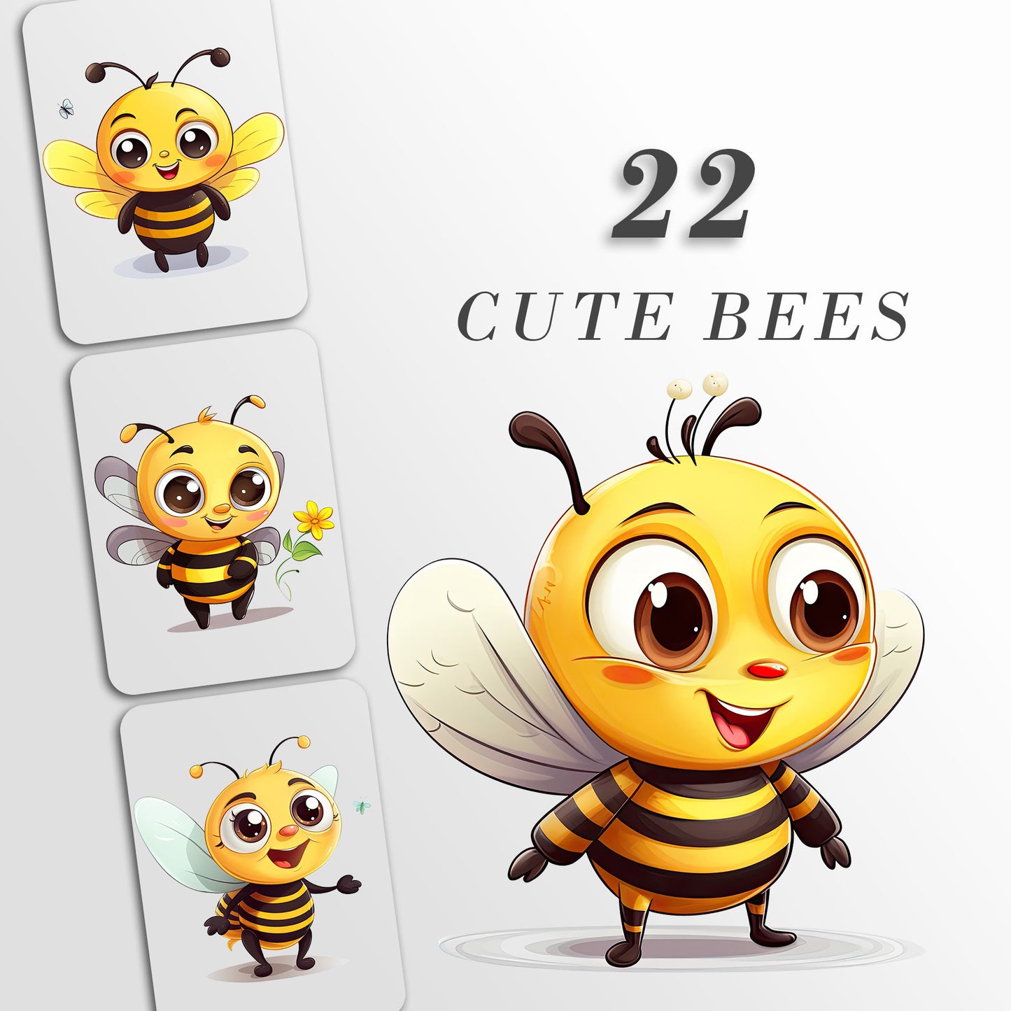 Cute Bee Clip Art, Bee PNG Bundle, Honey Bee Art, Busy Bees ClipArt, Commercial Use, T-shirt sublimation, Birthday Invitations, Kawaii