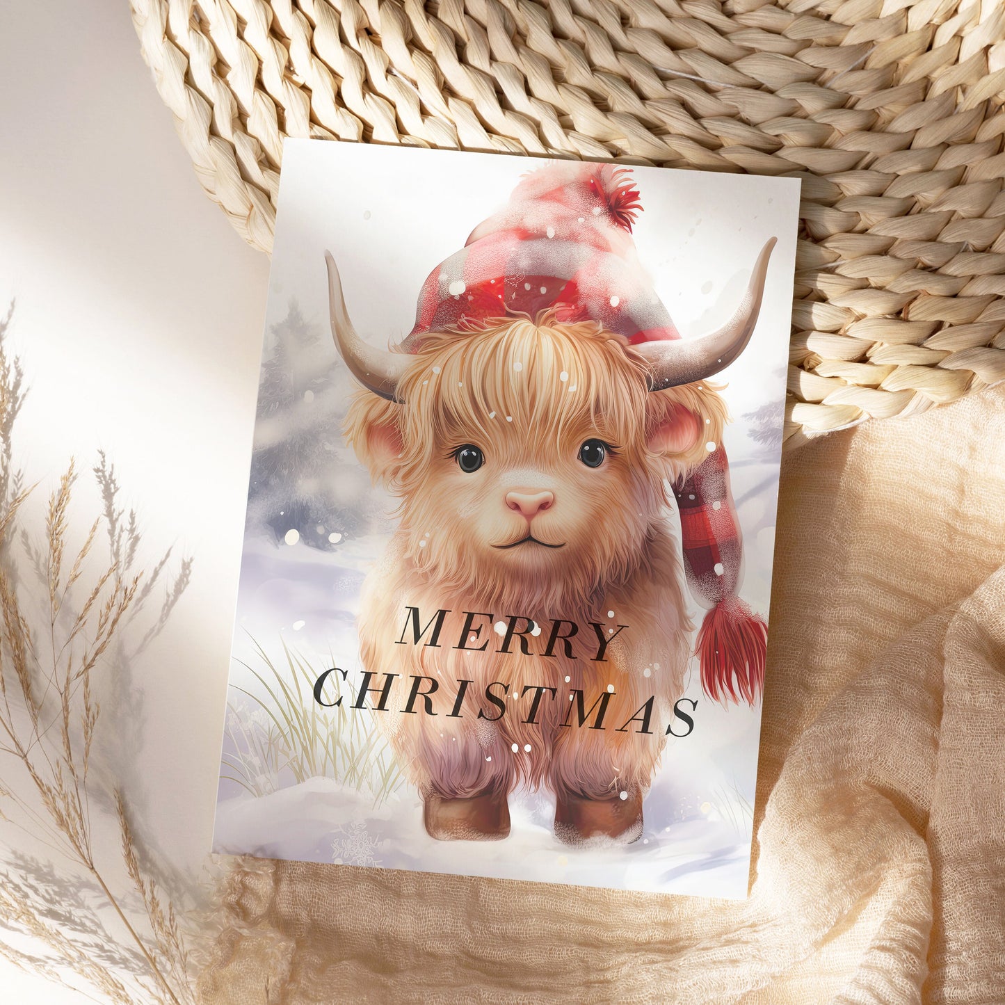 Watercolor Christmas Highland Cows Clipart: Cow Art for Christmas Crafts and Decor | PNG Bundle | Digital Download | Sublimation files