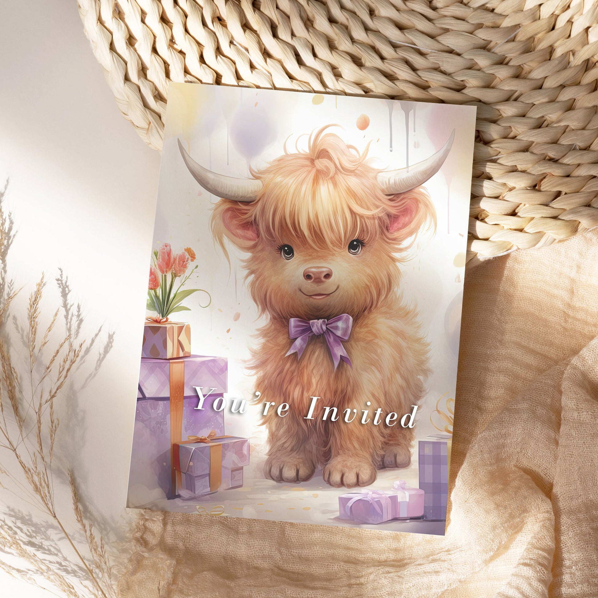 Birthday Party Highland Cows Clipart: Watercolor Cow Art for Party Crafts and Decor | PNG Bundle | Digital Download | Sublimation files