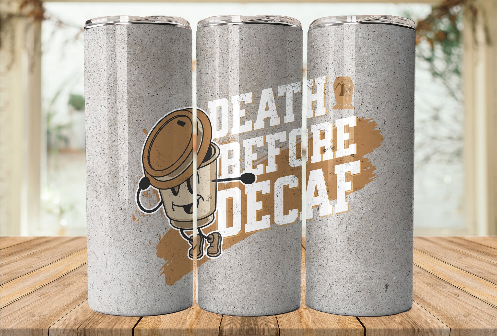 Death Before Decaf 20oz Sublimation Tumbler Designs, Coffee Person Tumbler Wrap, 9.2 x 8.3, Straight Skinny Tumbler, Tumbler Wrap PNG