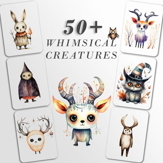 Cute Whimsical Creatures Clipart: Halloween Art for Crafts and Decor | PNG Bundle | Digital Download | Sublimation Designs | Printable Art