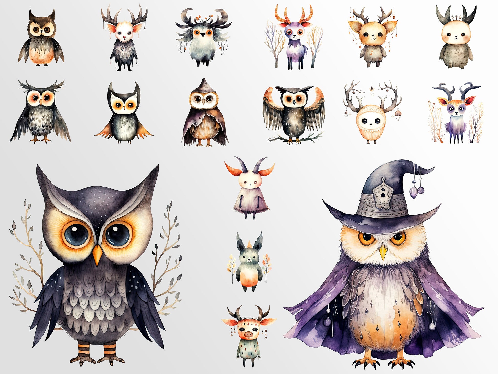 Cute Whimsical Creatures Clipart: Halloween Art for Crafts and Decor | PNG Bundle | Digital Download | Sublimation Designs | Printable Art