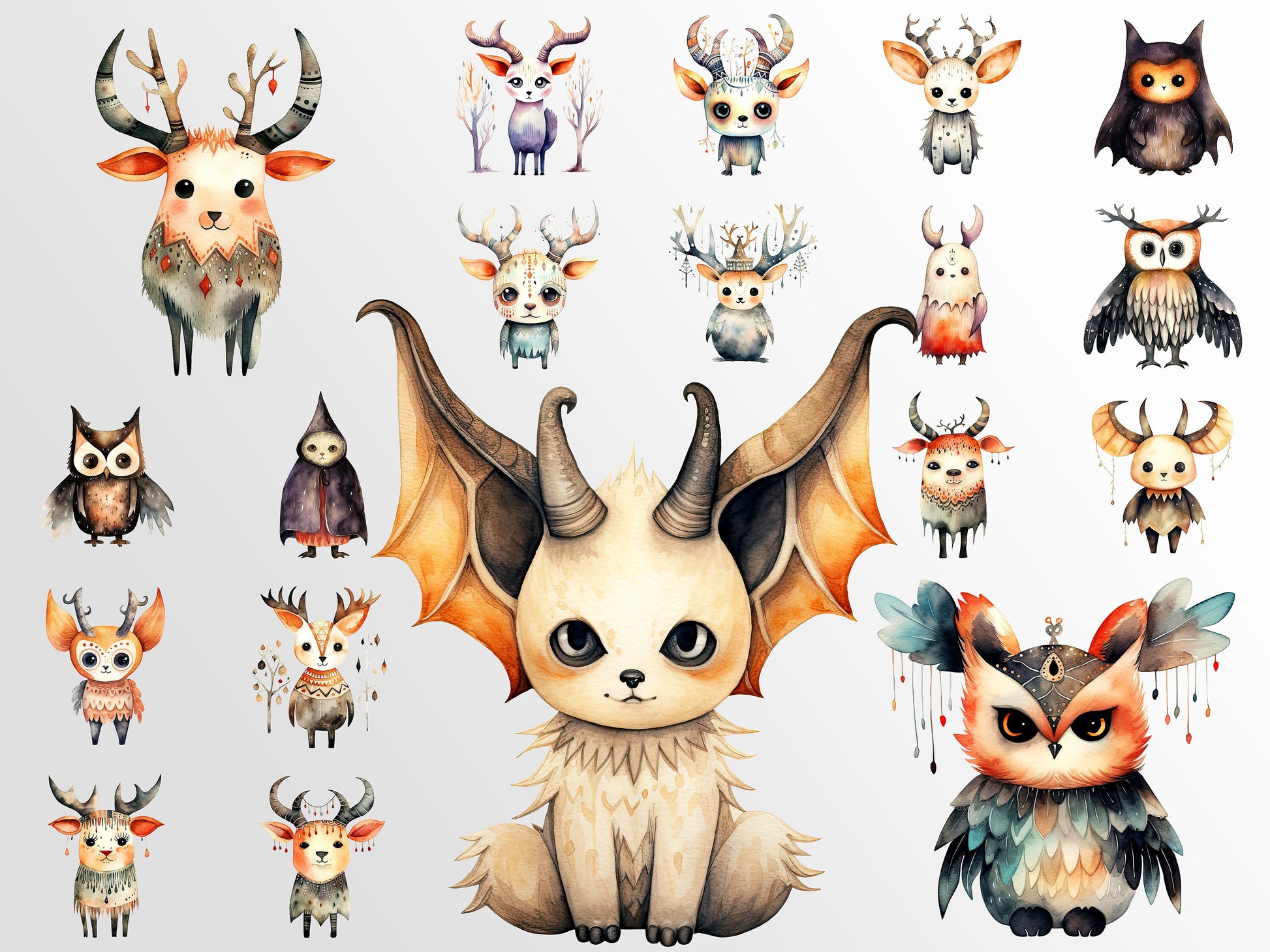 Cute Whimsical Creatures Clipart: Halloween Art for Crafts and Decor | PNG Bundle | Digital Download | Sublimation Designs | Printable Art