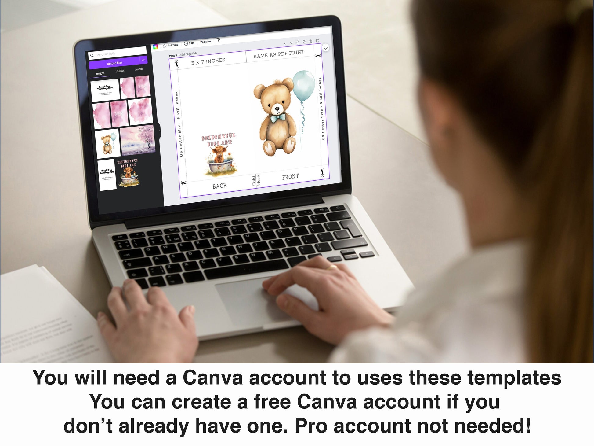 Greeting Card Drag & Drop Canva Template Bundle 5x7 4x6 and 4.75x4.75, Canva Template, Printable Card Template, Commercial Use Card Template