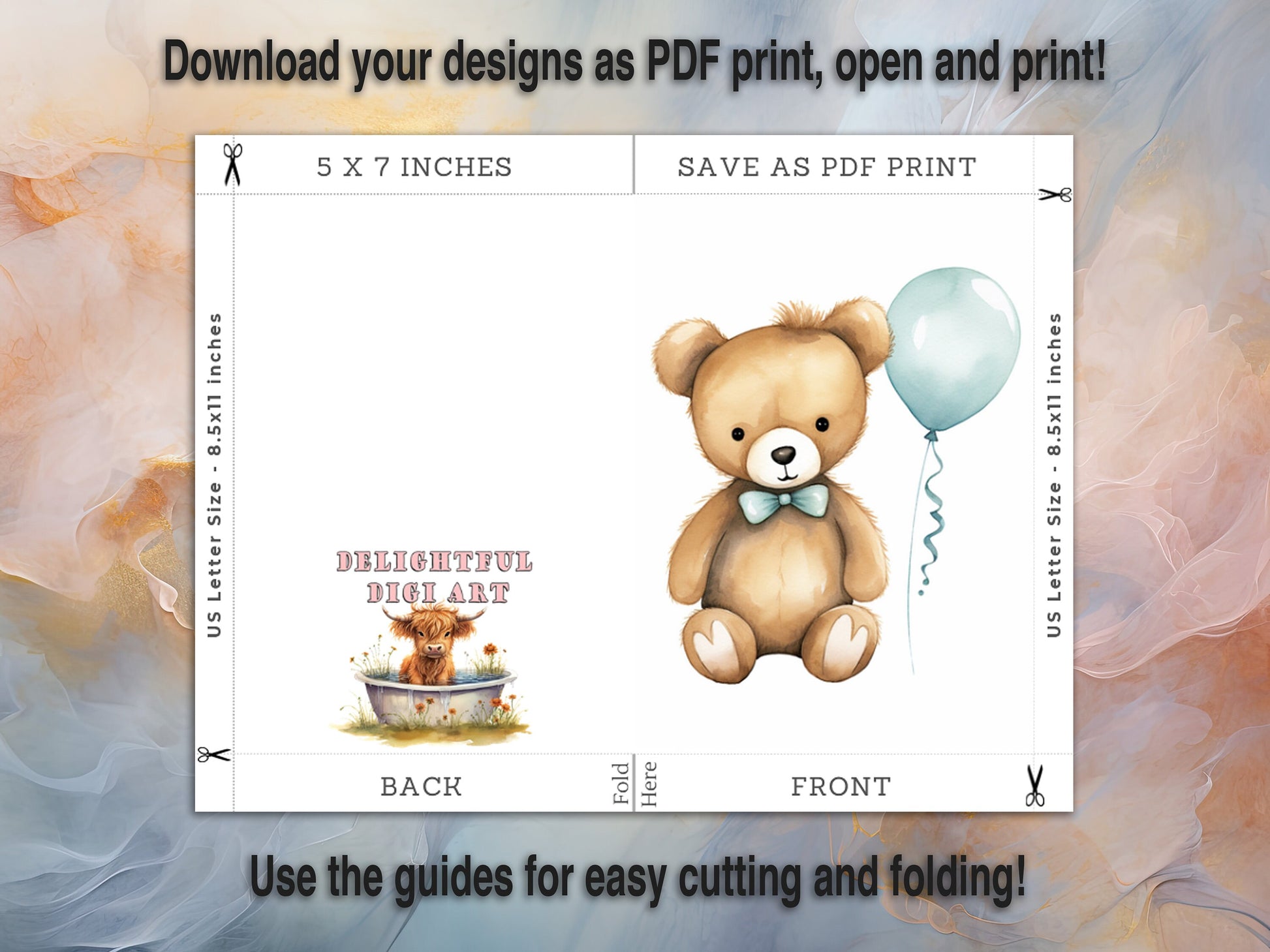 Greeting Card Drag & Drop Canva Template Bundle 5x7 4x6 and 4.75x4.75, Canva Template, Printable Card Template, Commercial Use Card Template