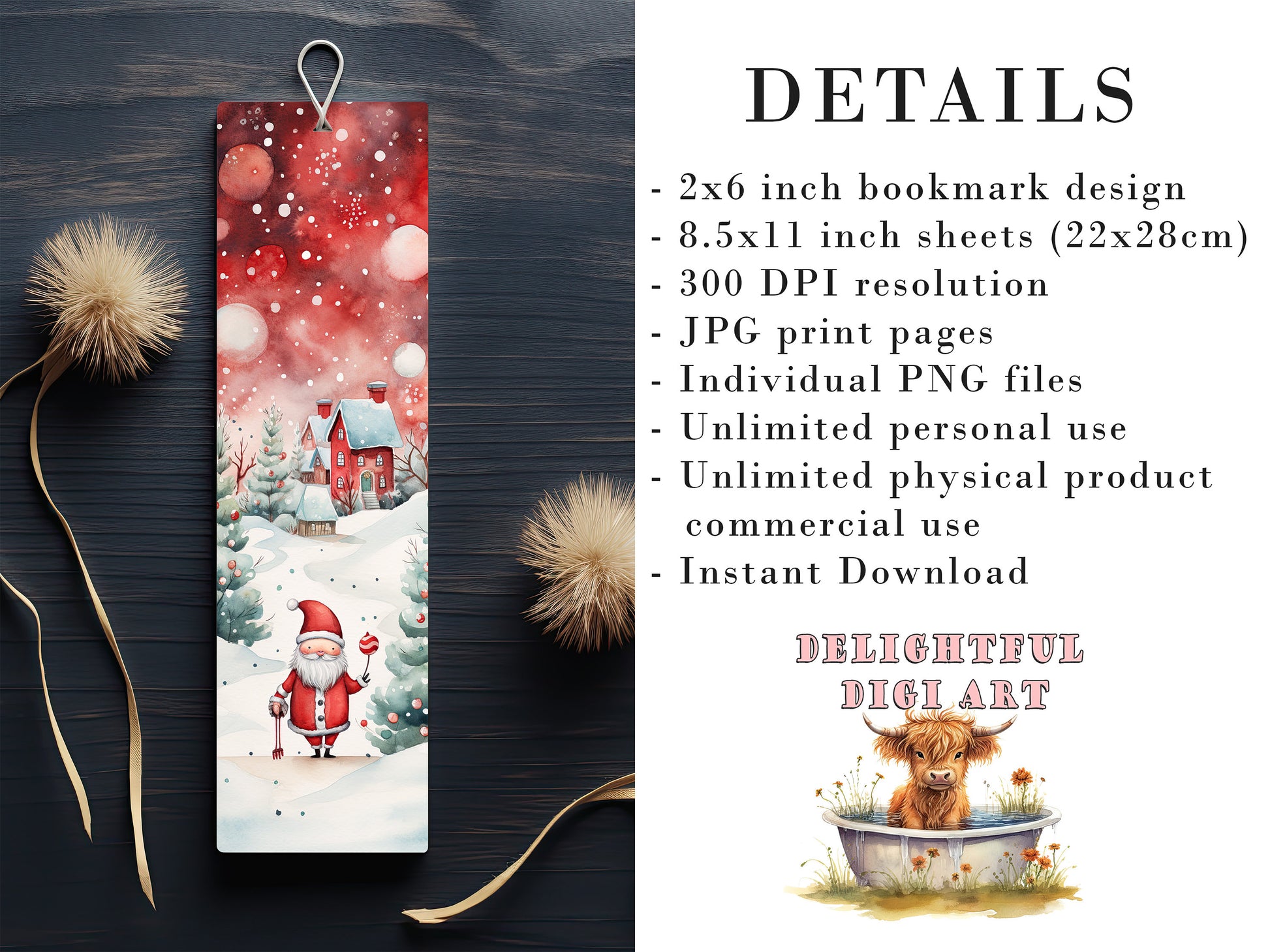 10 Cute Christmas Printable Bookmarks | Digital Download JPG Bookmark Sheets | PNG bookmark sublimation | Bookmark set | Retro Xmas Graphics