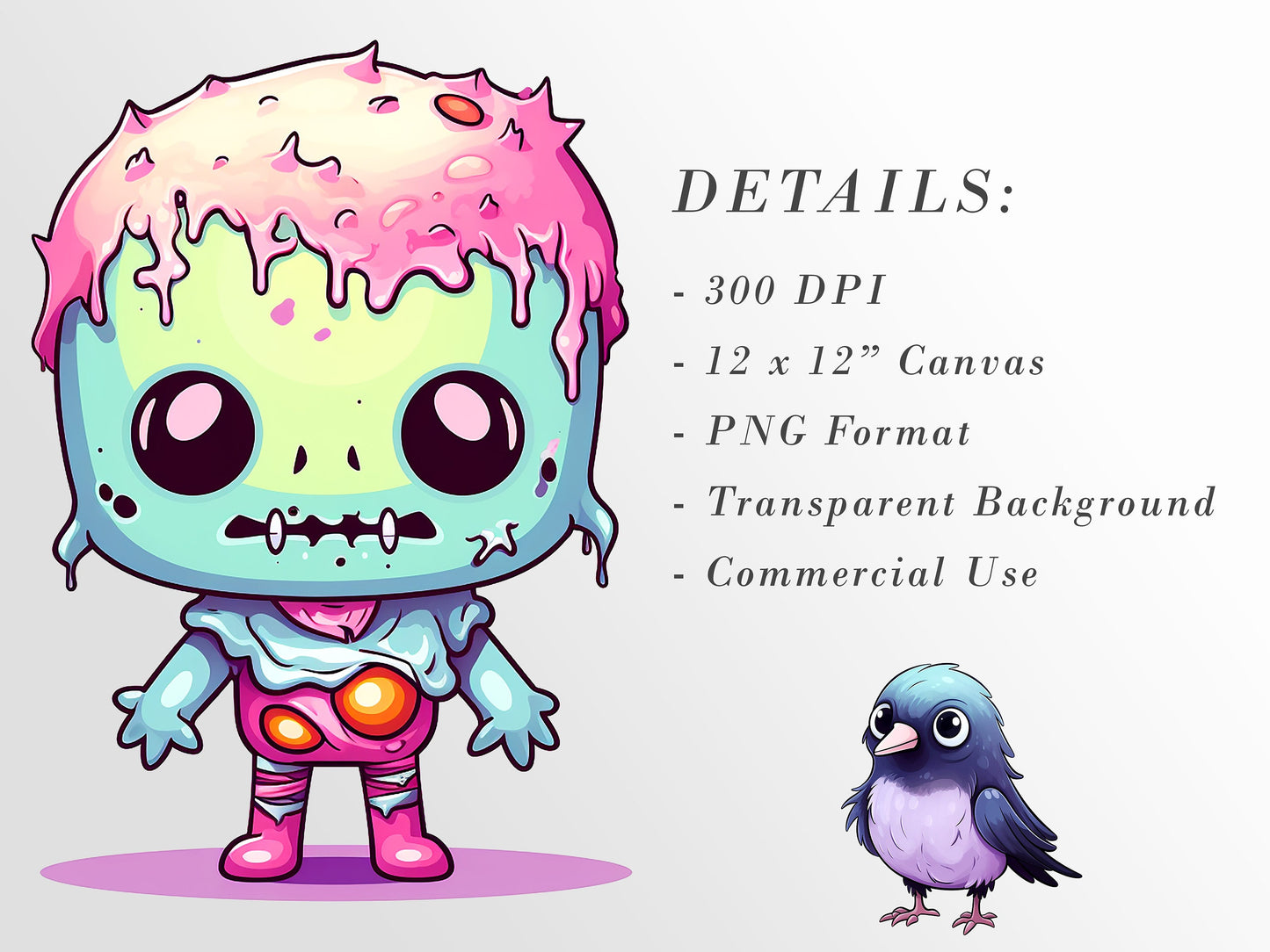Kawaii Halloween Characters Clipart: Pastel Art for Crafts and Decor | PNG Bundle | Digital Download | Sublimation Designs | Whimsical