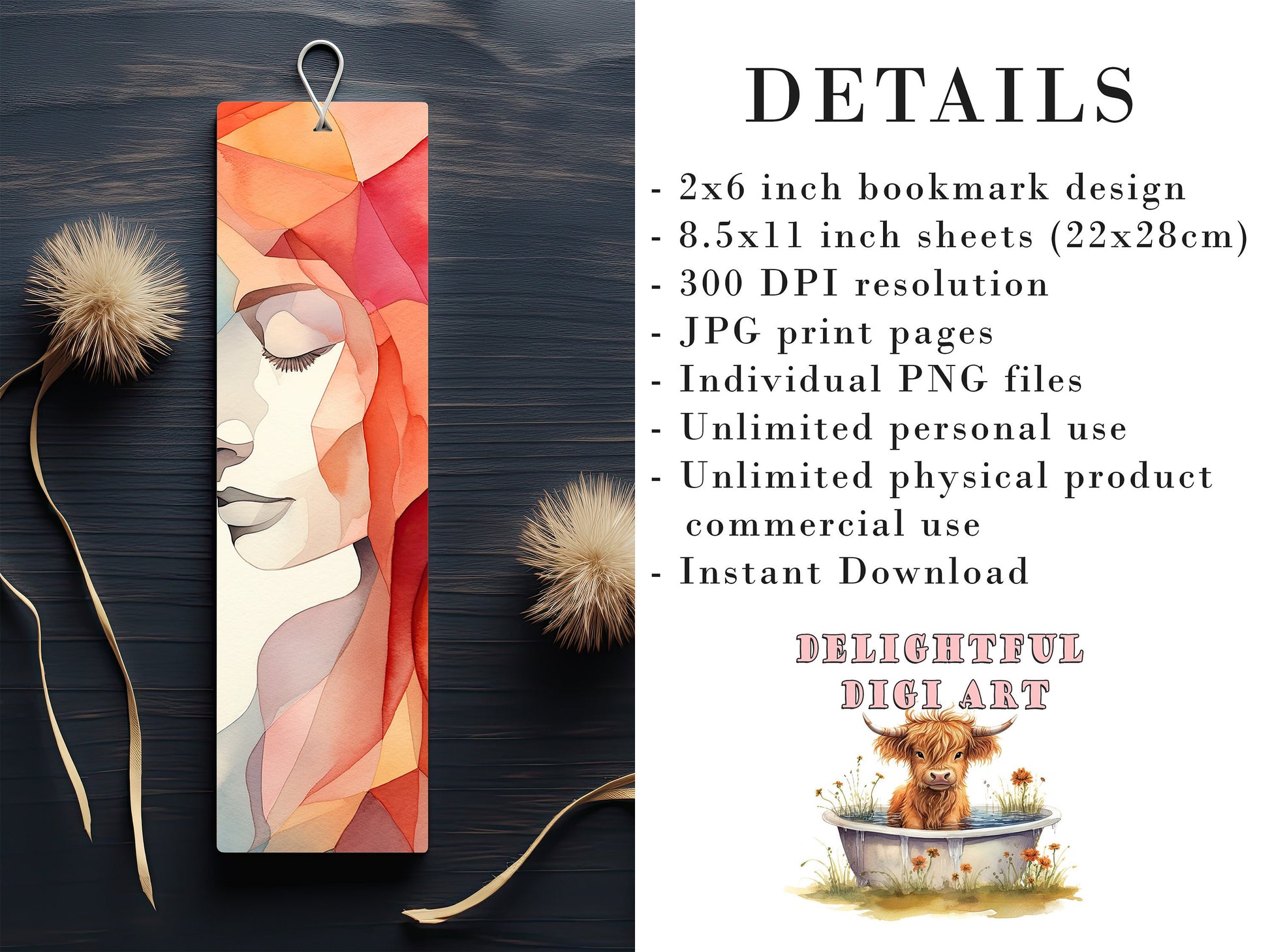 15 Minimalist Printable Bookmarks | Digital Download JPG Bookmark Set| PNG bookmark sublimation | Sunset bookmark set | Fussy Cuts | 2 x 6