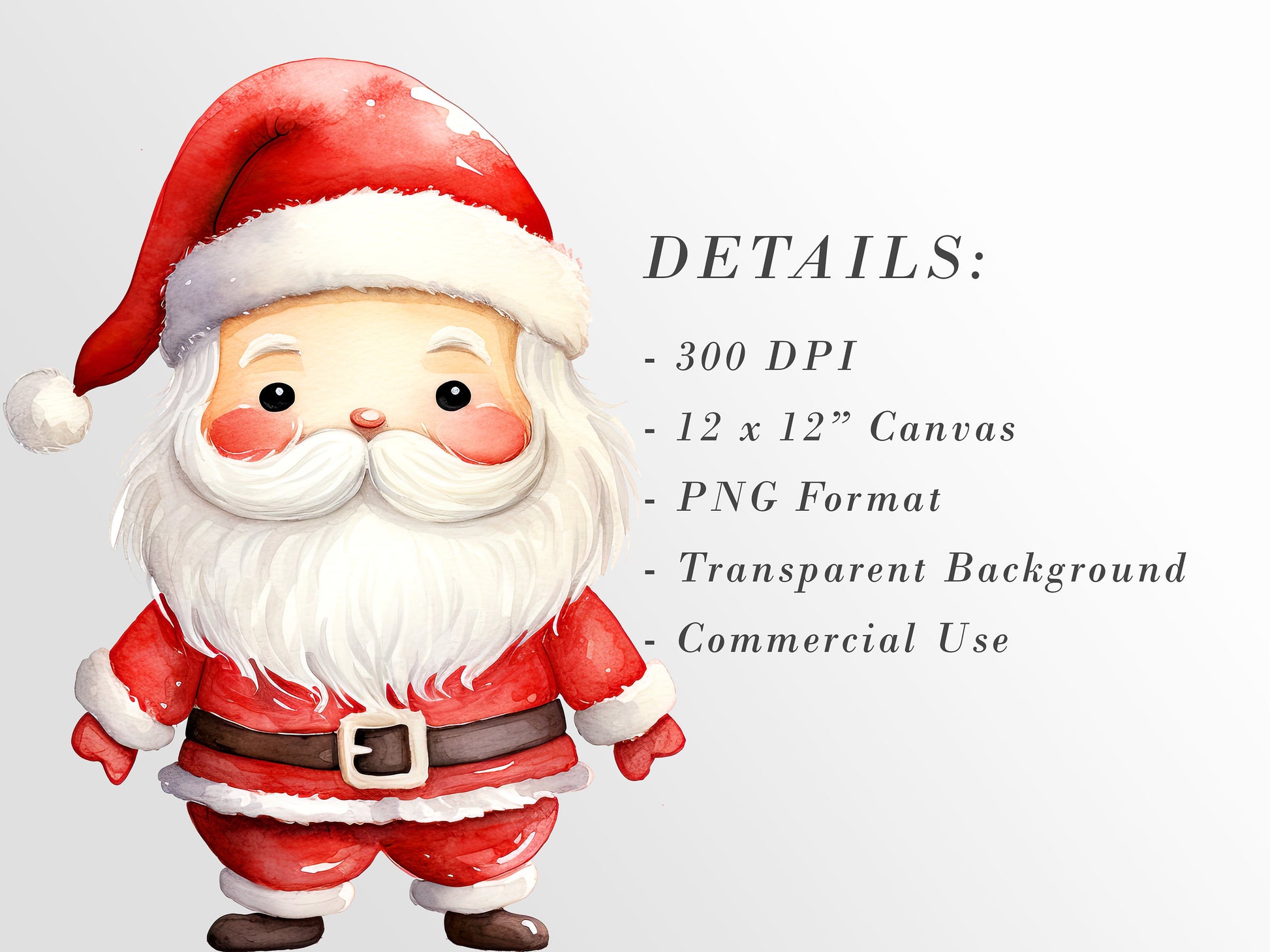 Cute Santa Clipart: Santa Claus Art for Christmas Crafts and Decor | PNG Bundle | Digital Download | Sublimation files | Kawaii X-mas Pack