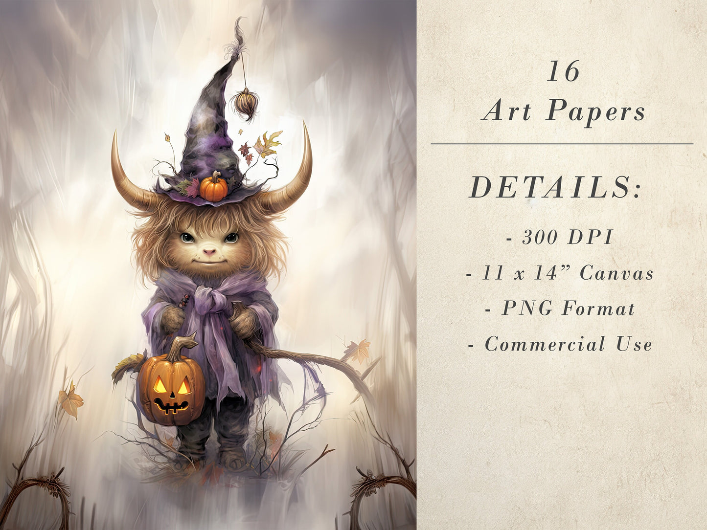 Watercolor Halloween Highland Cows Clipart: Cow Art for Halloween Crafts and Decor | PNG Bundle | Digital Download | Sublimation files