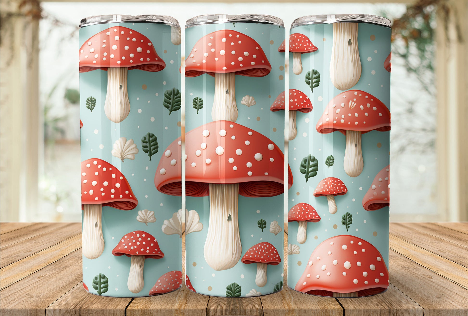 Cute Mushroom 20oz Skinny Tumbler Sublimation Wrap | Digital Download Straight Tumbler Wrap PNG| Seamless Fungi Design| Whimsical Shroom Art