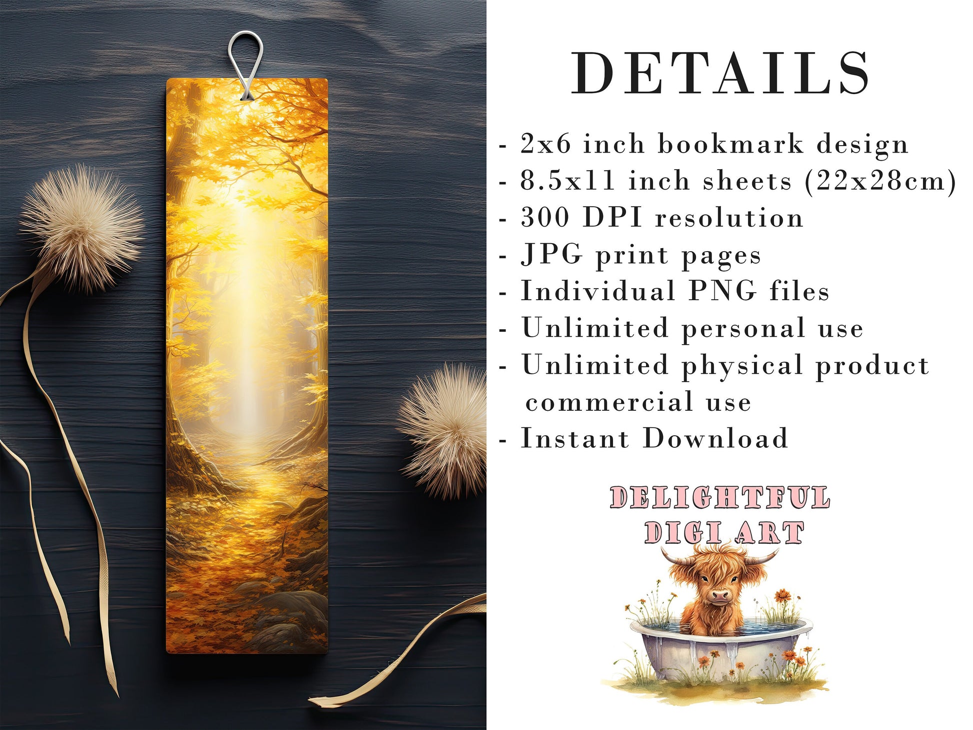 10 Fall Landscapes Printable Bookmarks | Digital Download JPG Bookmark Set| PNG bookmark sublimation | Cute Autumn bookmark set | Fussy Cuts