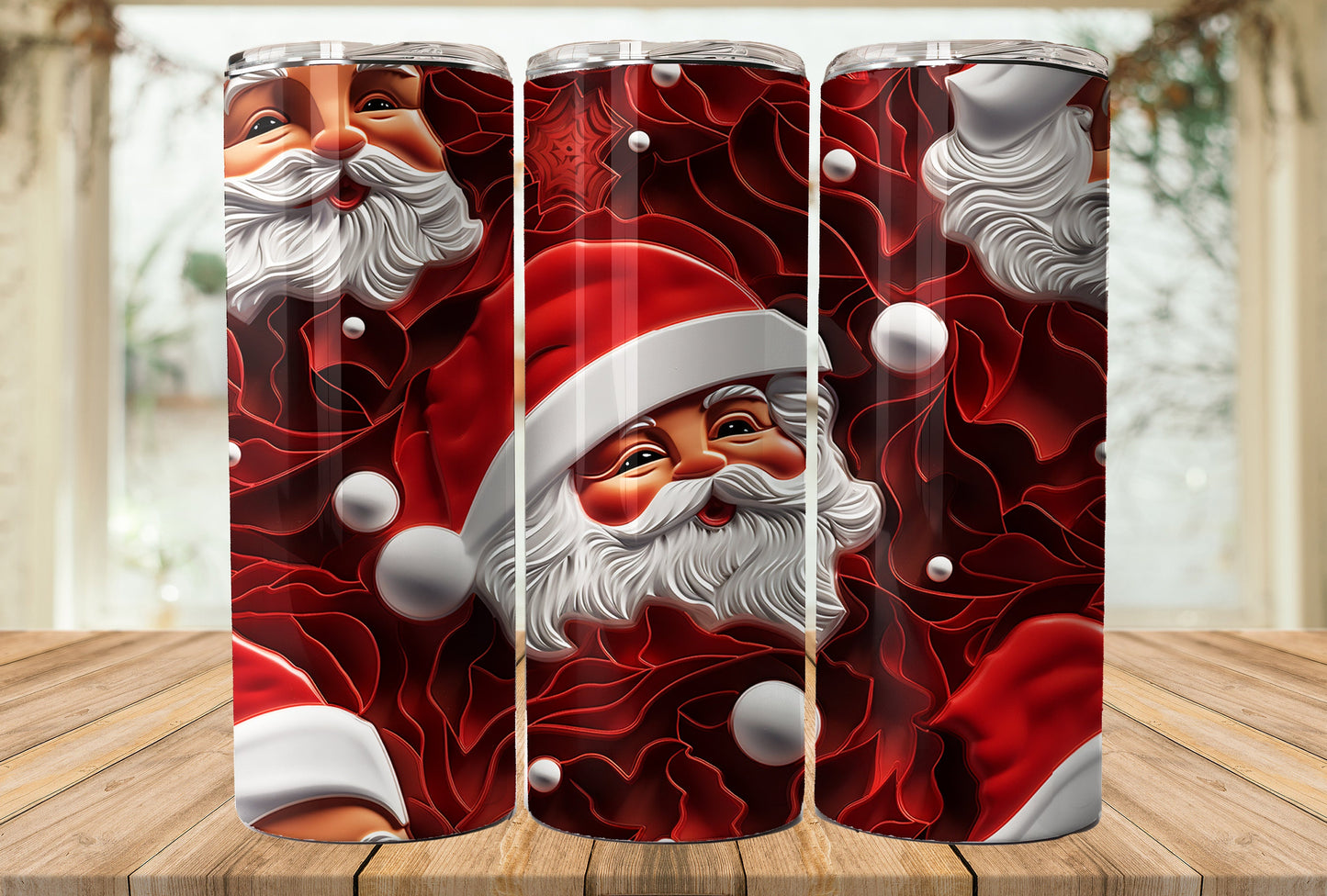 Santa 20oz Skinny Tumbler Sublimation Wrap | Digital Download Straight Tumbler Wrap PNG | Santa Claus | Santa and Presents Design Wrap