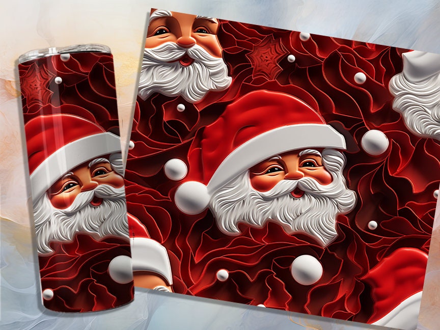 Santa 20oz Skinny Tumbler Sublimation Wrap | Digital Download Straight Tumbler Wrap PNG | Santa Claus | Santa and Presents Design Wrap