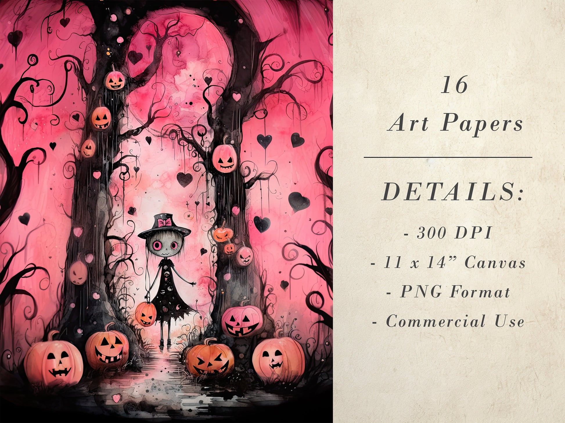 22 Hot Pink Halloween Printable Art Pages| Digital Download JPG Paper Set| PNG sublimation| Whimsical Digital Paper Bundle| Retro Characters