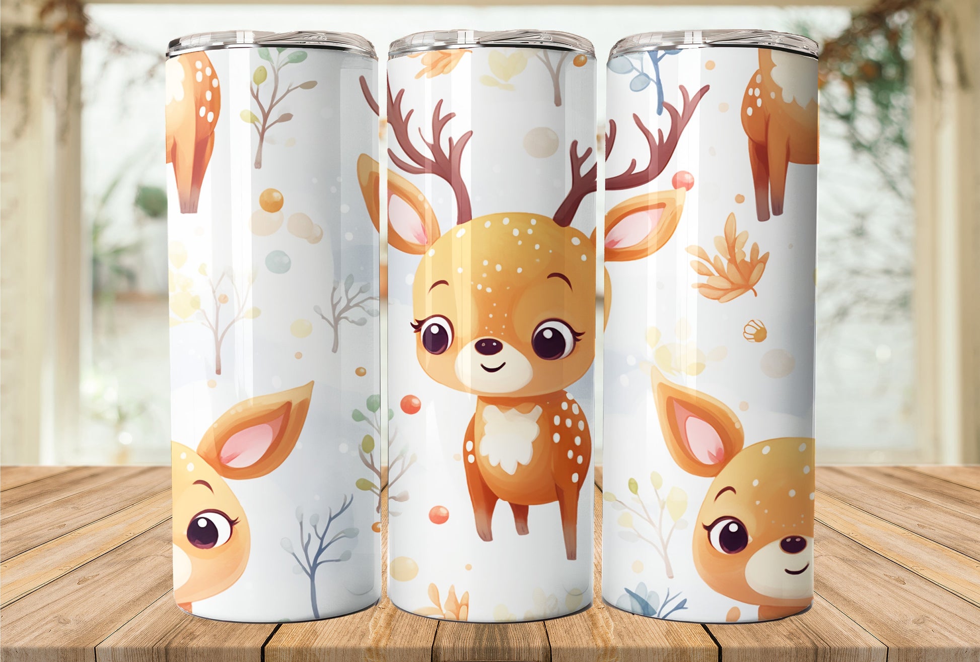 Cute Reindeer Seamless 20oz Skinny Tumbler Sublimation Wrap| Digital Download Straight Tumbler Wrap PNG | Christmas Design Wrap| Retro X-mas