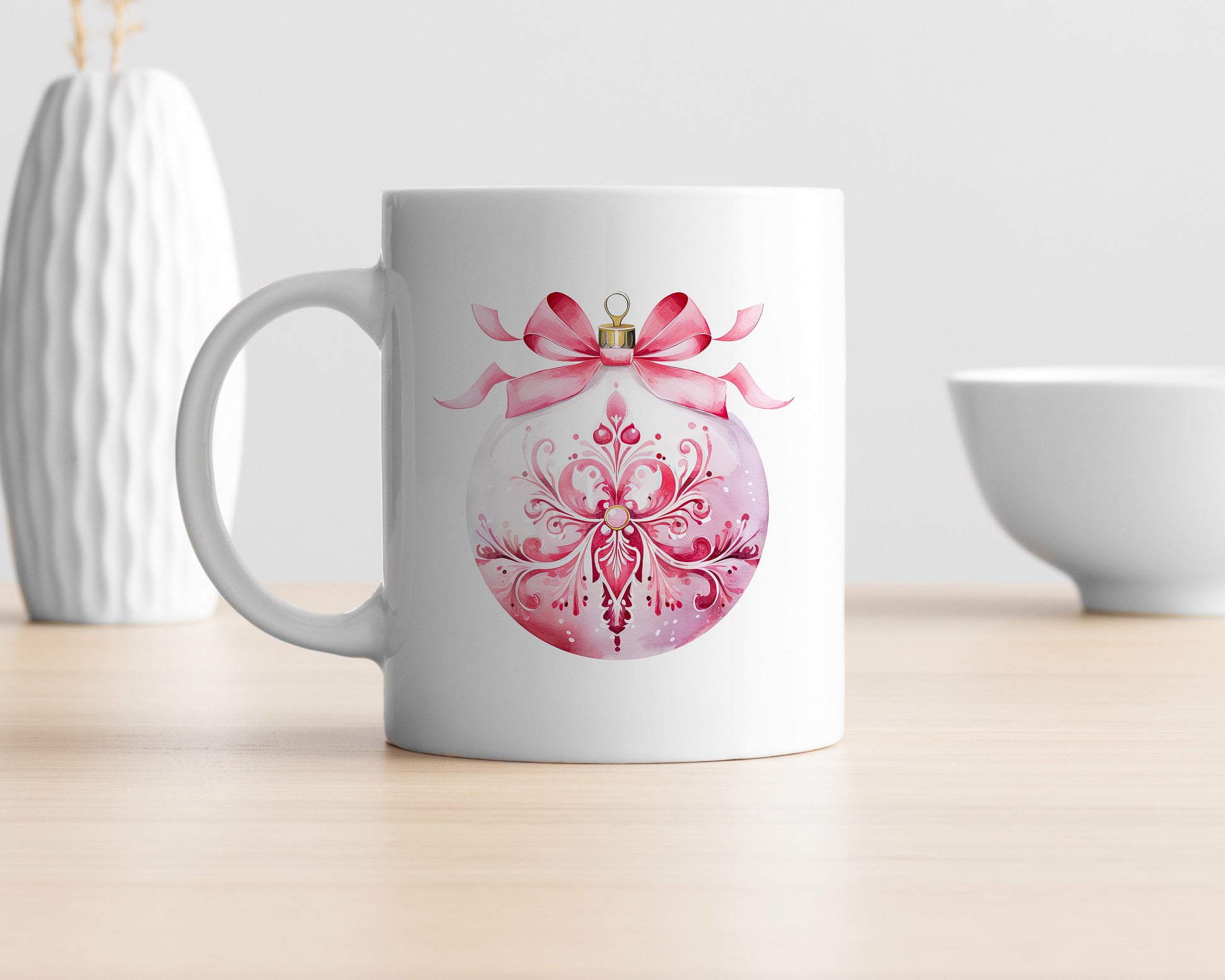 Pink Christmas Clipart: Watercolor X-mas for Crafts and Decor | PNG Bundle | Digital Download | Sublimation Designs| Cute Christmas Art