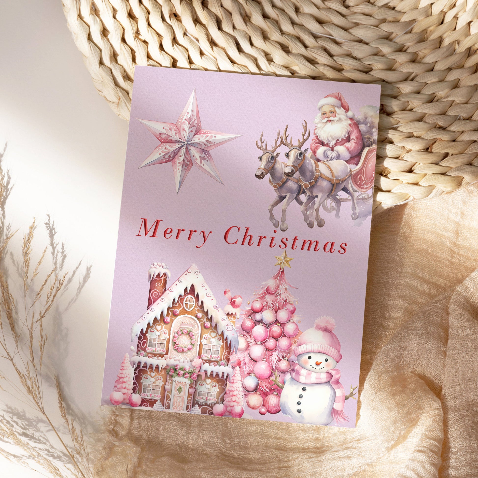 Pink Christmas Clipart: Watercolor X-mas for Crafts and Decor | PNG Bundle | Digital Download | Sublimation Designs| Cute Christmas Art