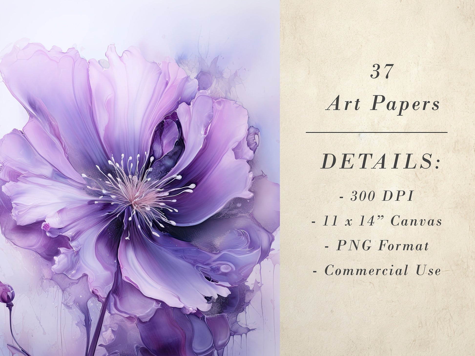 37 Ink Wash Flower Printable Art Pages| Digital Download JPG Paper Set| PNG sublimation| Oil Painting Digital Paper Bundle| Fine Art Graphic