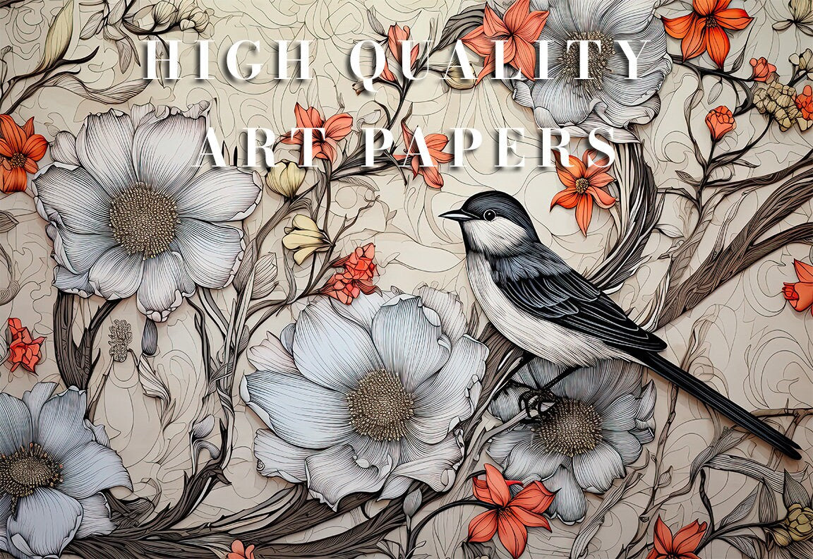 20 Floral Printable Art Pages | Digital Download | JPG Paper Set | Flower sublimation| Digital Paper Bundle| Retro Art style| Digital Prints