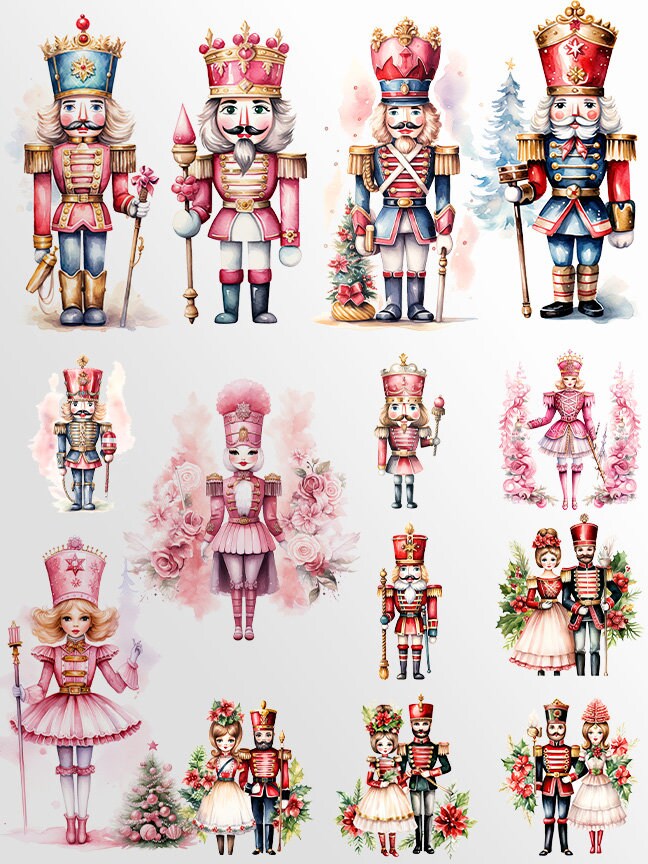 Cute Nutcracker clipart: Christmas Crafts and Decor | PNG Bundle | Digital Download | Sublimation files | watercolor figurine X-mas Pack