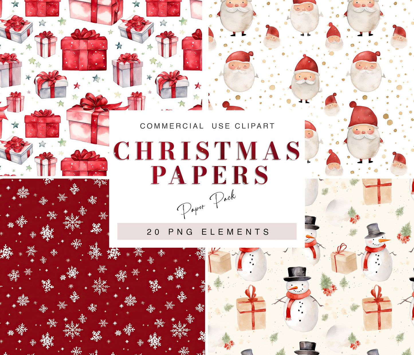 20 Christmas Printable Paper Designs| Digital Download Paper Set| PNG sublimation| Retro Seamless Digital Paper Bundle| Cute X-Mas Pattern