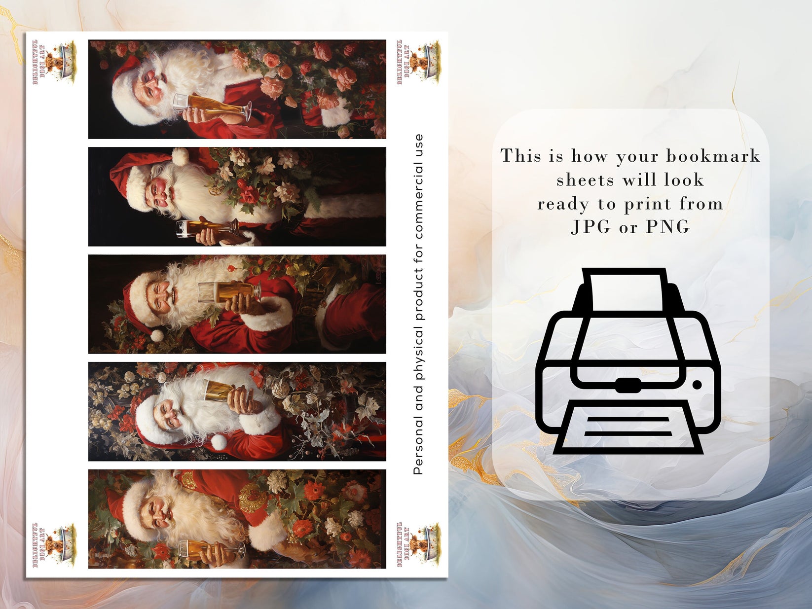 10 Drinking Santa Printable Bookmarks | Digital Download JPG Bookmark ...