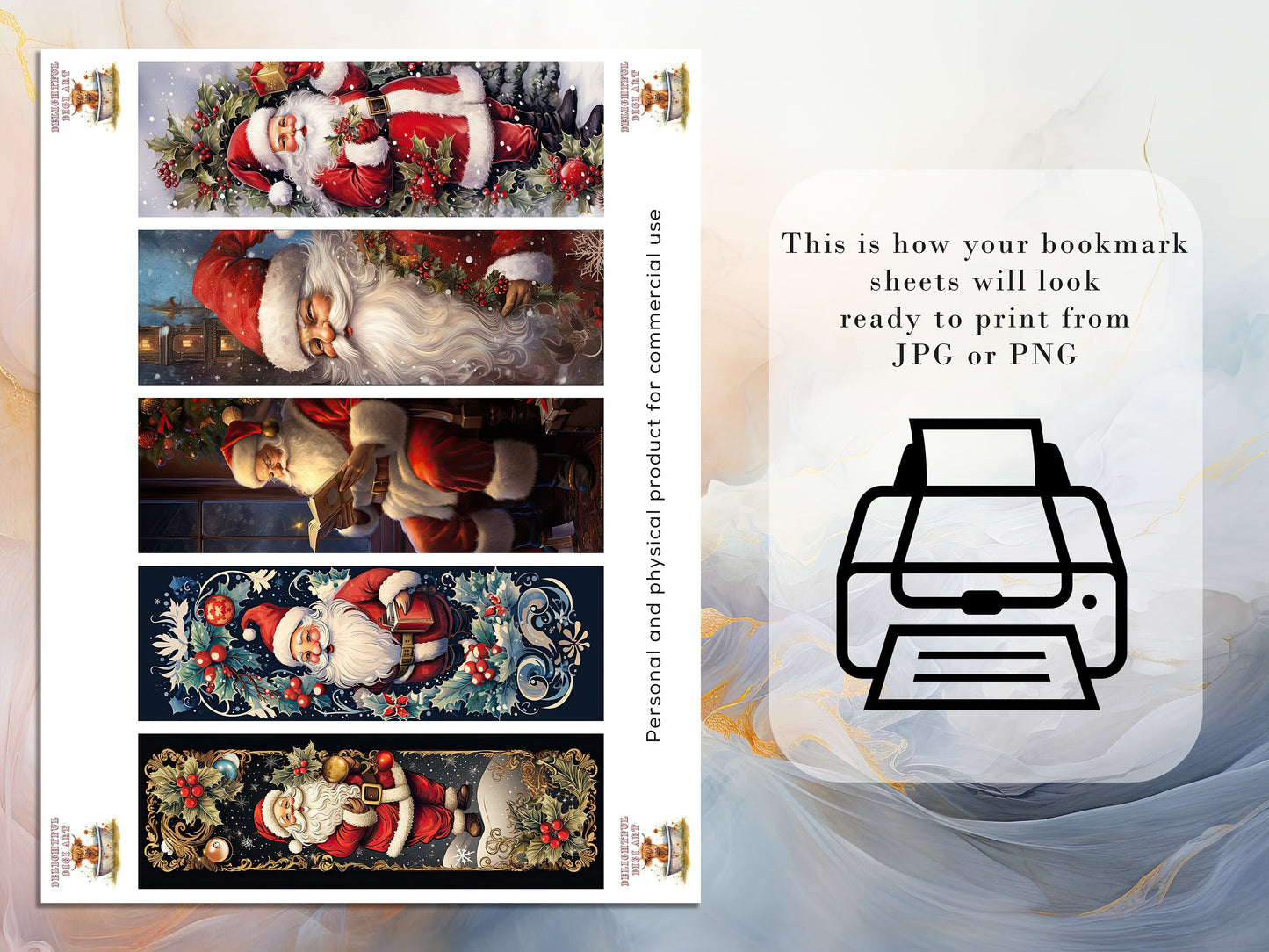 20 Retro Christmas Printable Bookmarks | Digital Download JPG Bookmark Sheets | PNG bookmark sublimation | Bookmark set | Cute Xmas Graphics