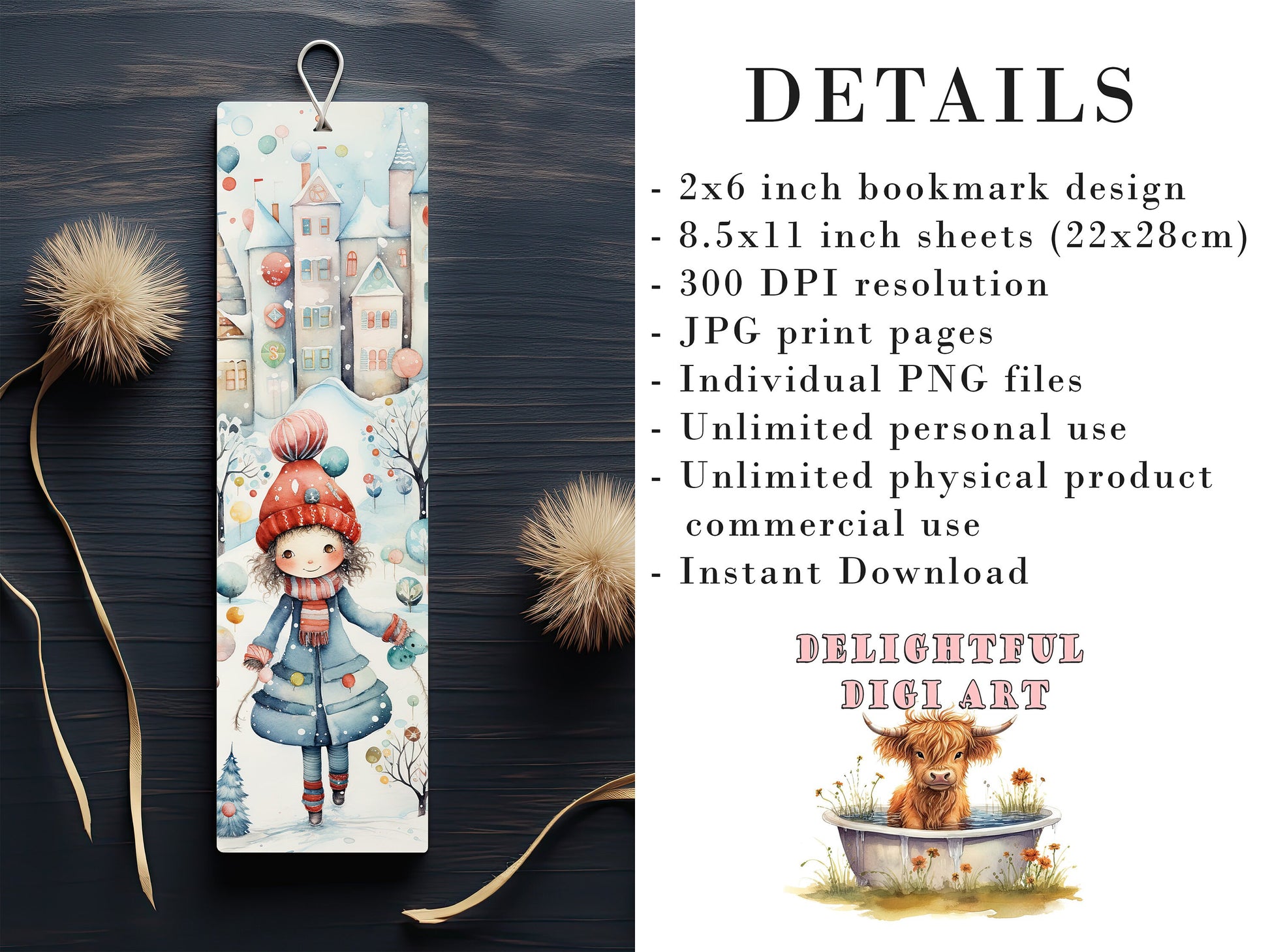 10 Cute Christmas Printable Bookmarks | Digital Download JPG Bookmark Sheets | PNG bookmark sublimation | Bookmark set | Retro Xmas Graphics