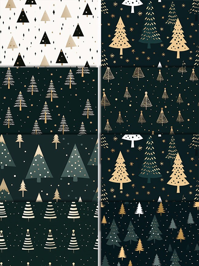 16 Christmas Tree Printable Paper Designs| Digital Download Paper Set| PNG sublimation| Retro Digital Paper Bundle| Cute X-Mas Pattern